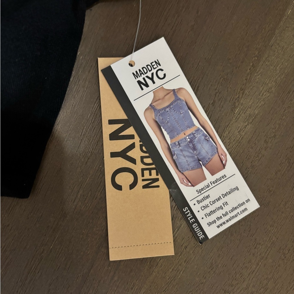 Madden NYC Black Denim Bustier Top sz Med NWT - Picture 6 of 6